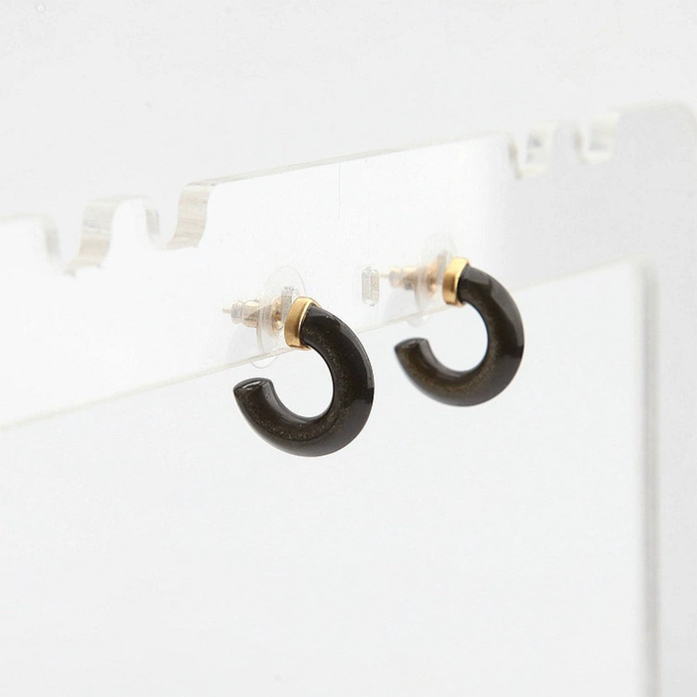 Kendra Scott Small Stud Earrings Light Gold Black Stone